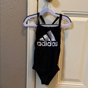 Adidas Kids Black Bathing Suit with White Logo, size XS (7 years)